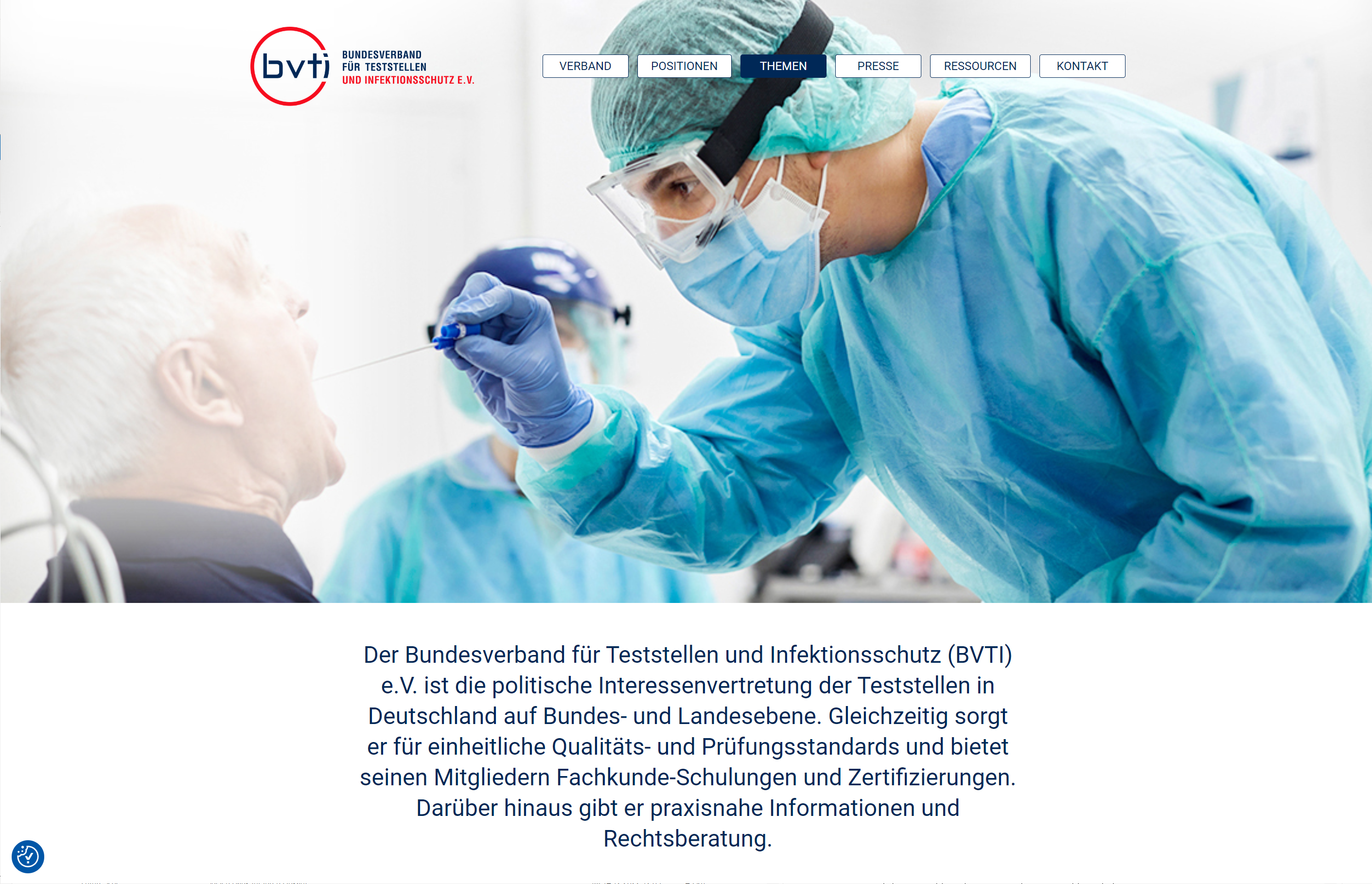 Website für den Bundesverband für Teststellen und Infektionsschutz e.V.
